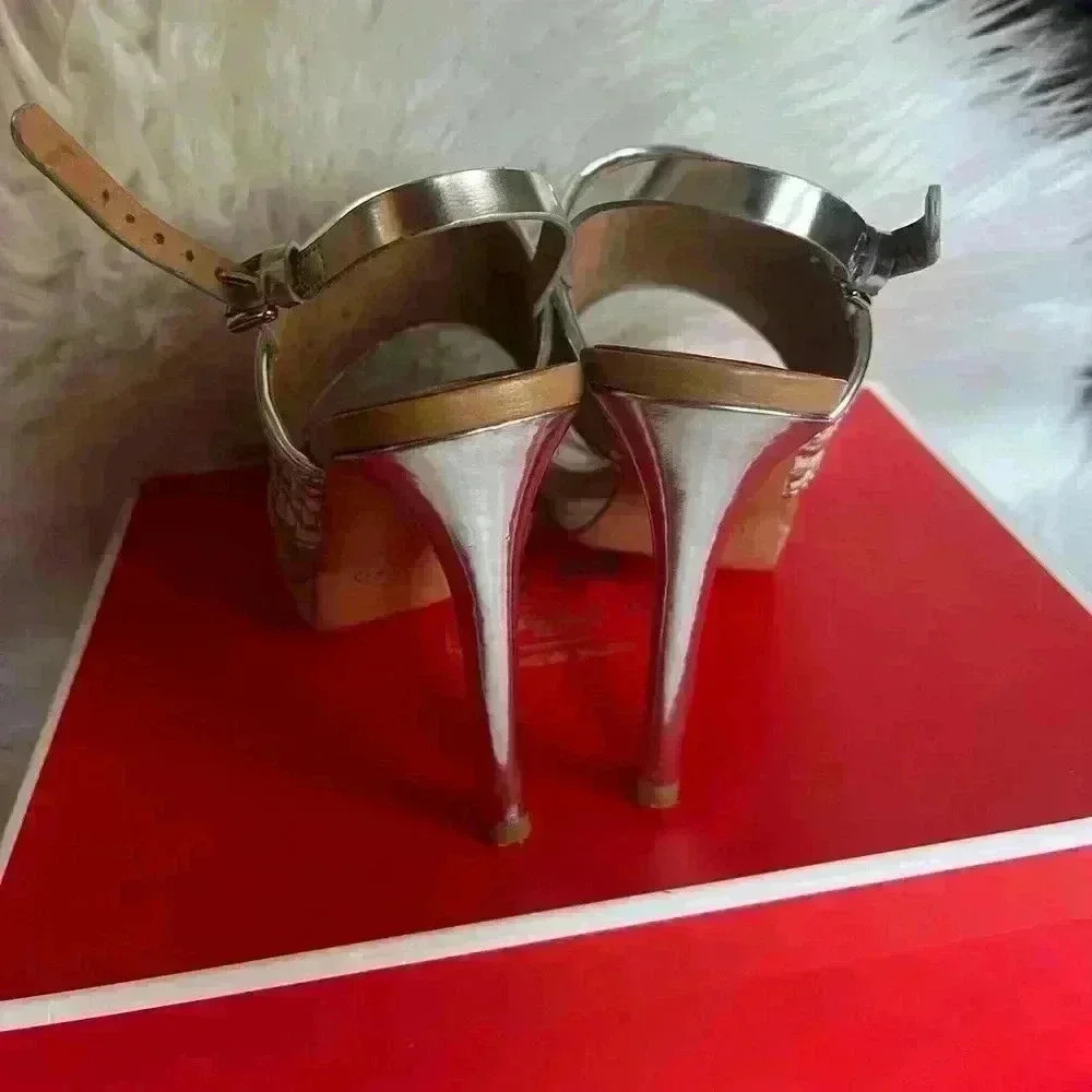 Coach Steffi Heeled Sandals – Natural/Silver, Size 6B High Heels Strap Pumps - Picture 16 of 16
